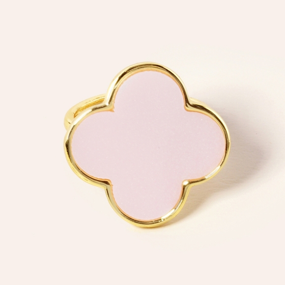 Pink Gold Dipped 14k Clover Ring Quatrefoil Finger Statement Accessory - Picture 1 of 4